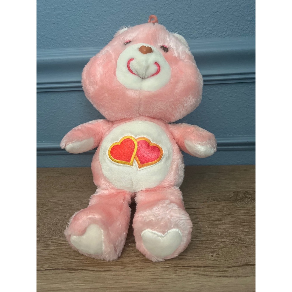 Vintage Care Bears Love-a-Lot Bear Pink Plush Toy 13 Inch Double Heart Logo‎